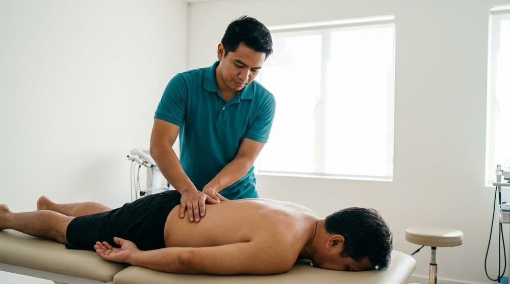 Back pain physiotherapy treatment session