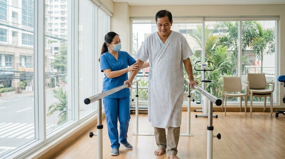 Post-surgery rehabilitation with parallel bars